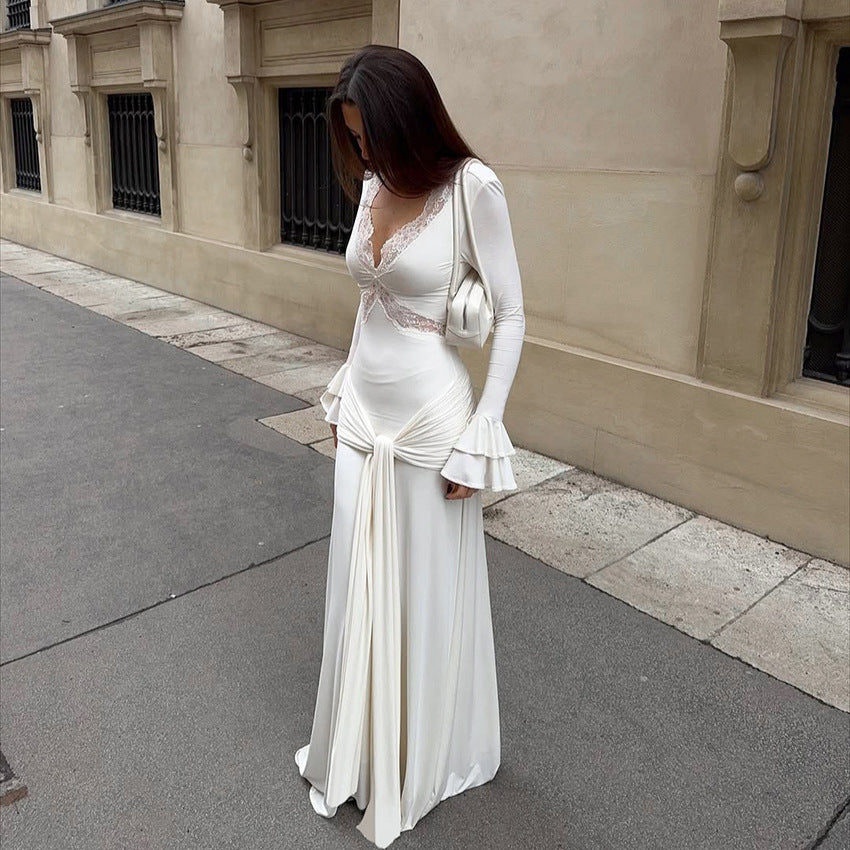 Lace Stitching Slim Fit Maxi Dress