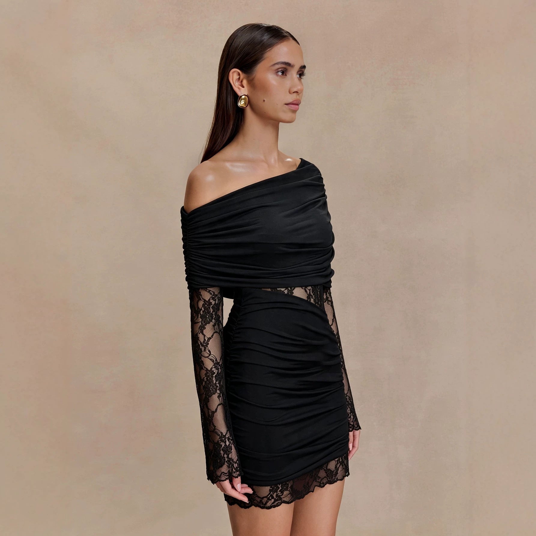 Lace Long Sleeve Patchwork Dress