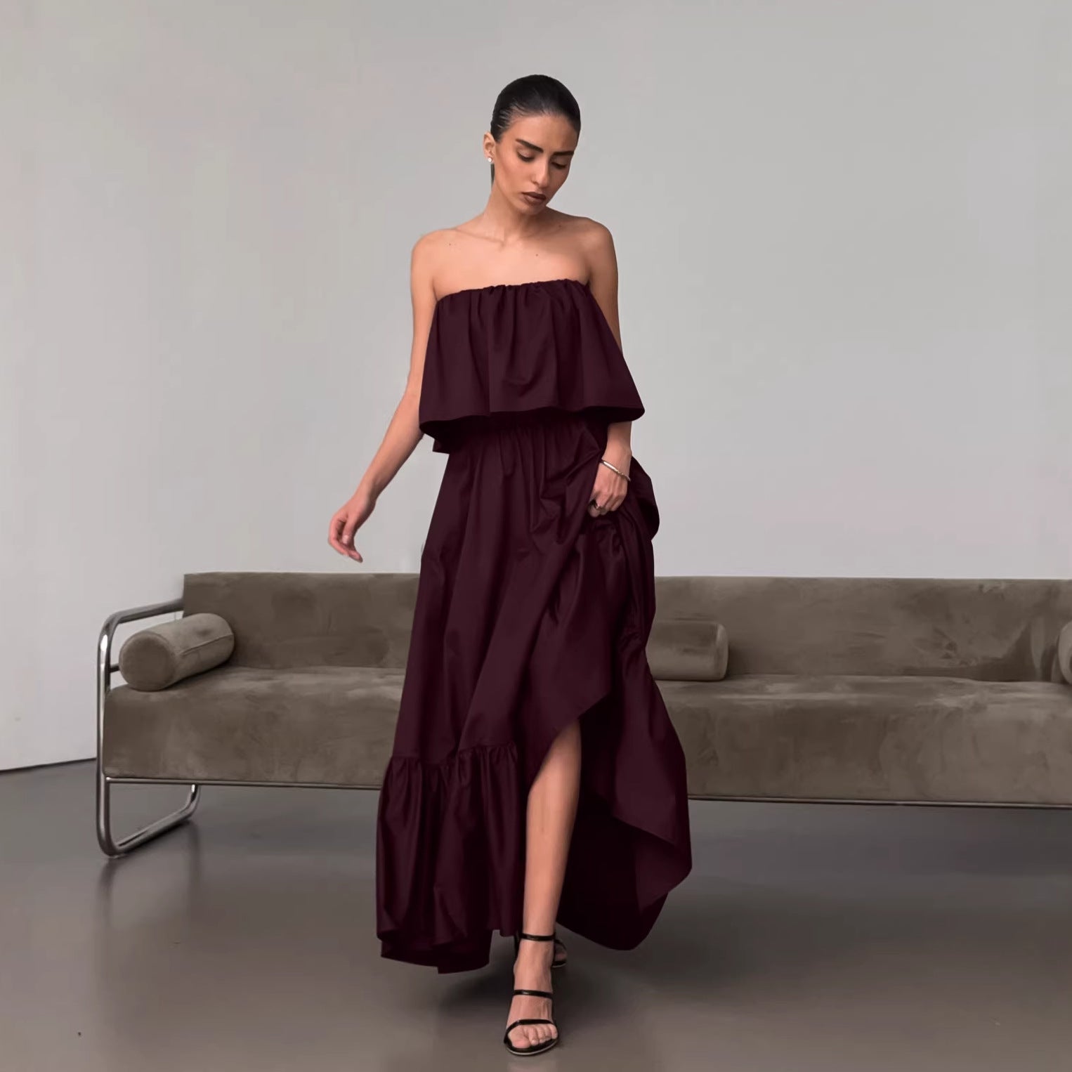 Ruffled Tube Top Elegant Dress
