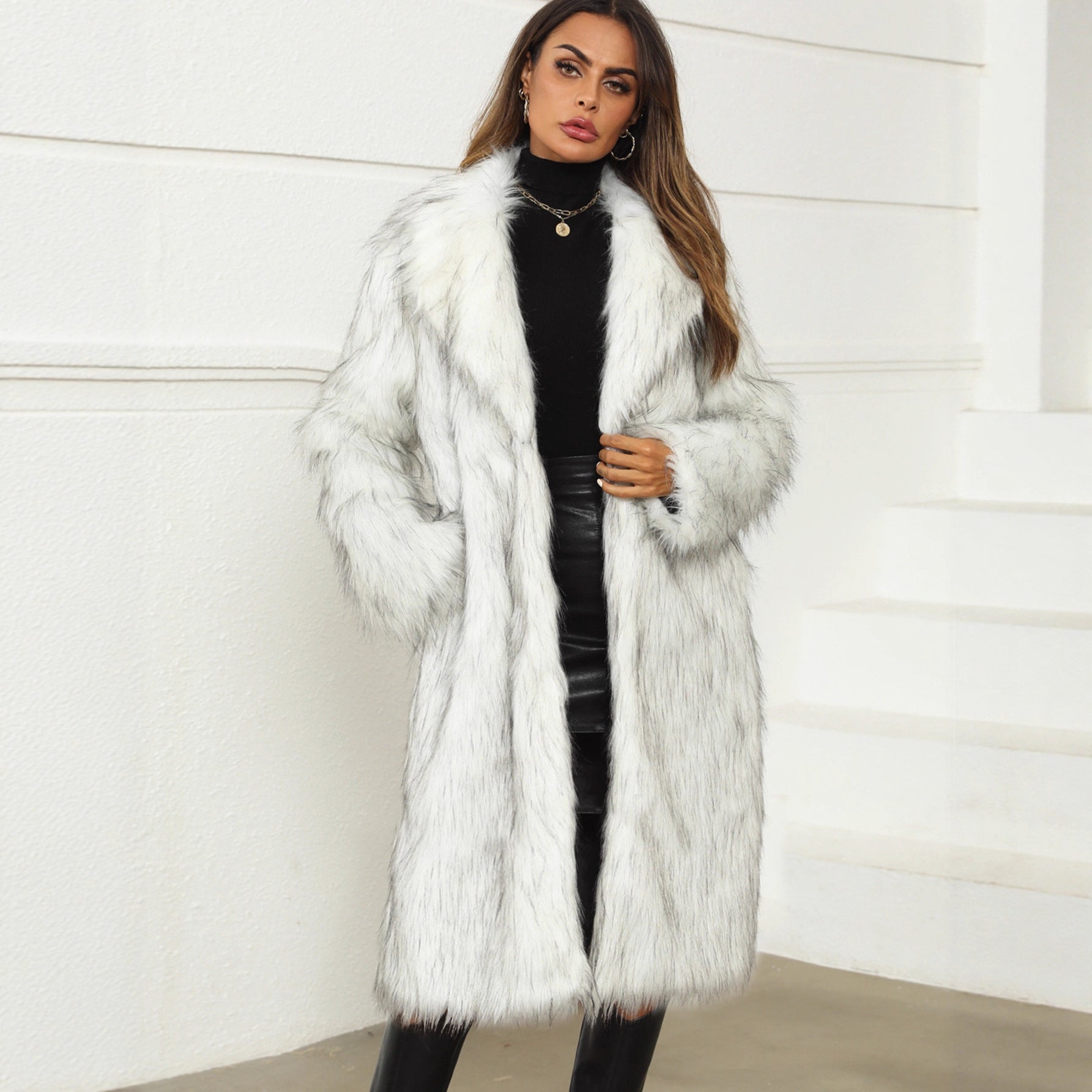Faux Fur Long Warm Coat