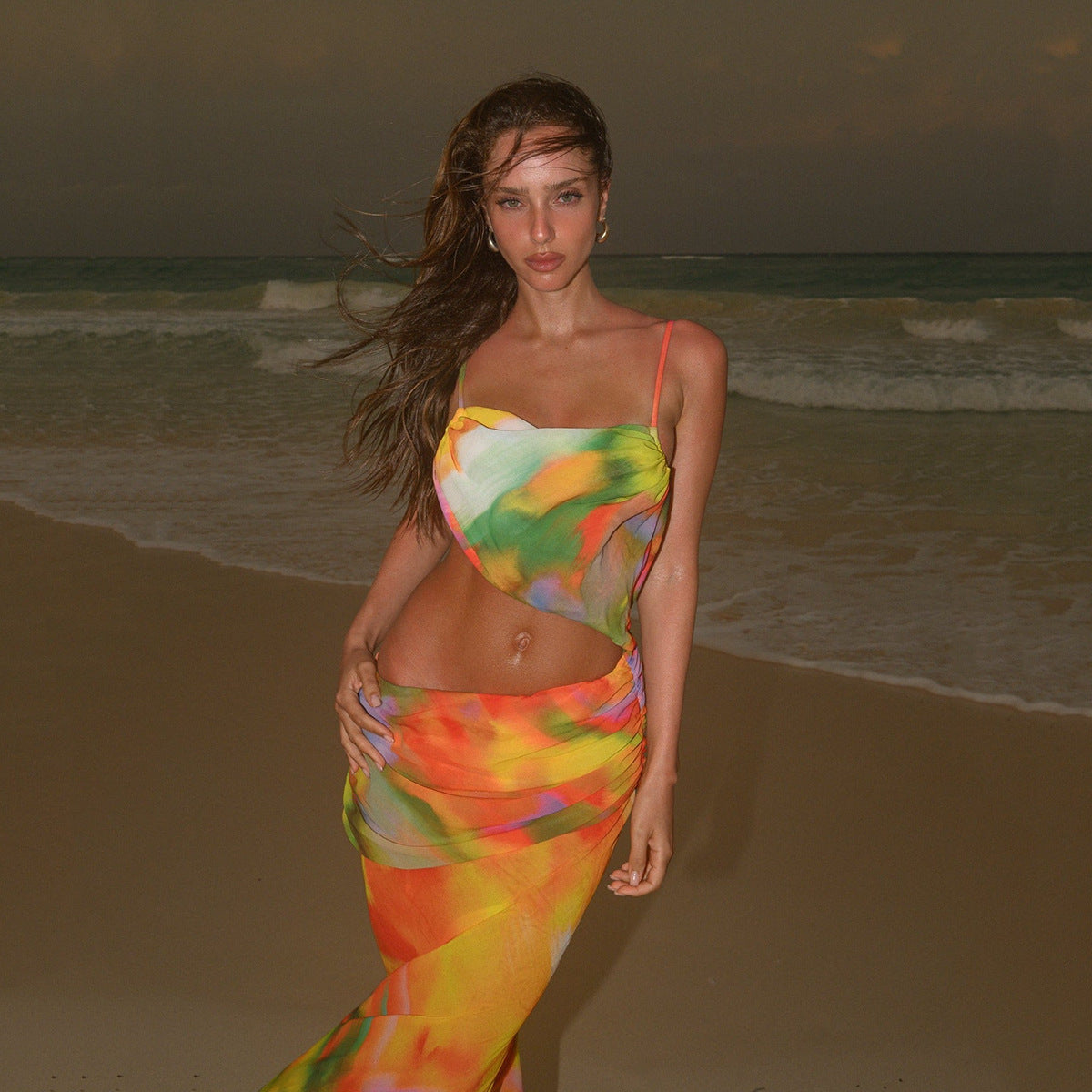 Bikini Bikini  Swimsuit Swimsuit Printed Beach Dress Maxidress