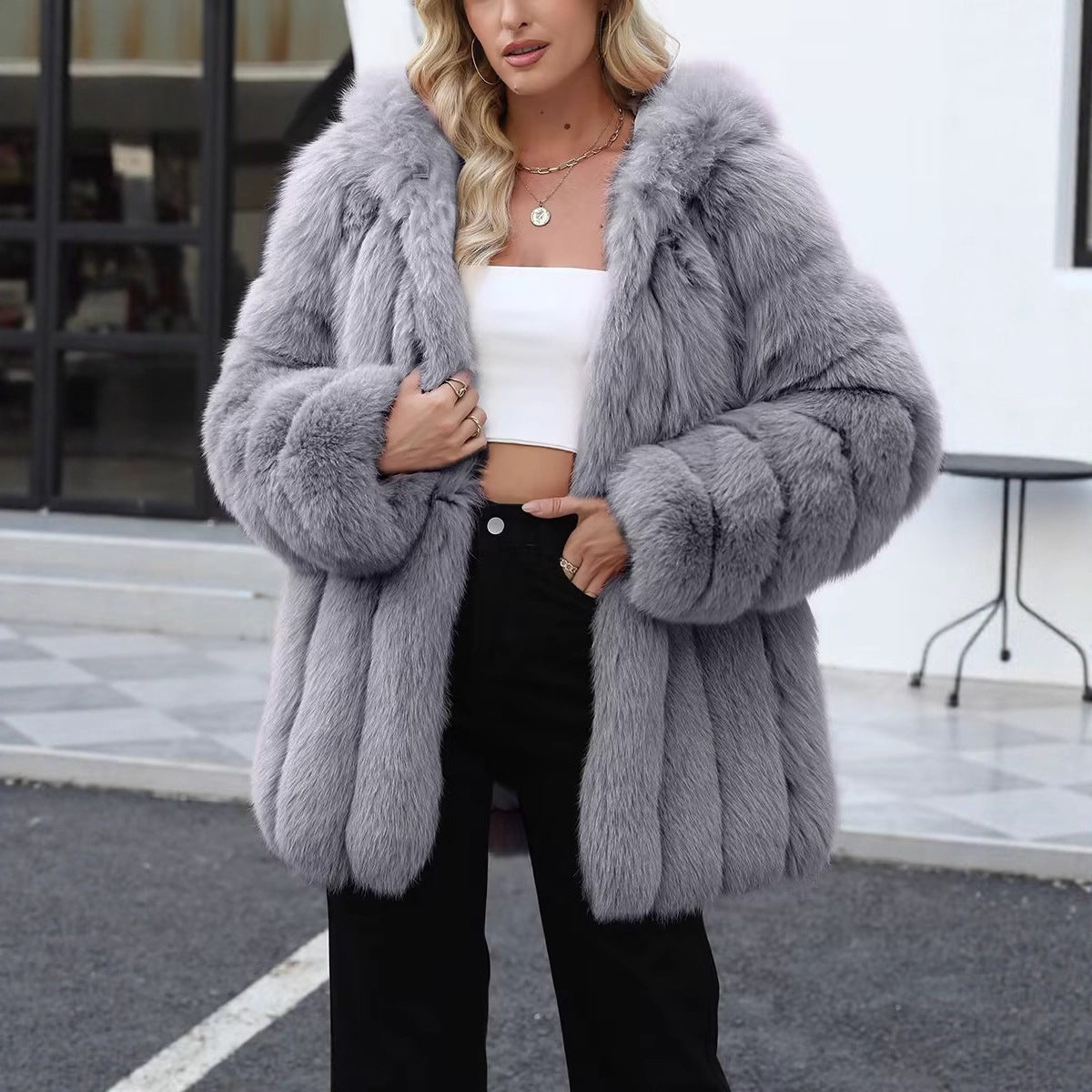Faux Fur Warm Plush Overcoat Faux Fur Jacket