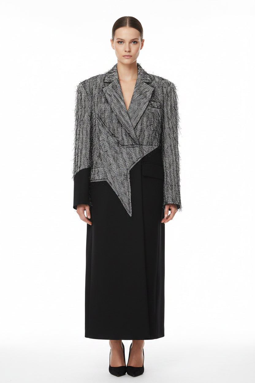 Personalized Cut Five Pointed Star Mid Length Trench Coat