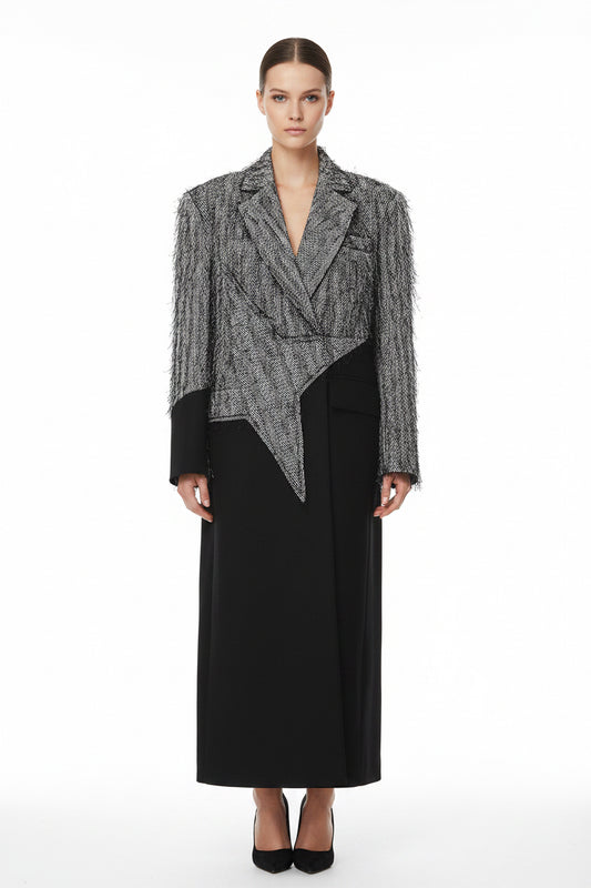 Personalized Cut Five Pointed Star Mid Length Trench Coat