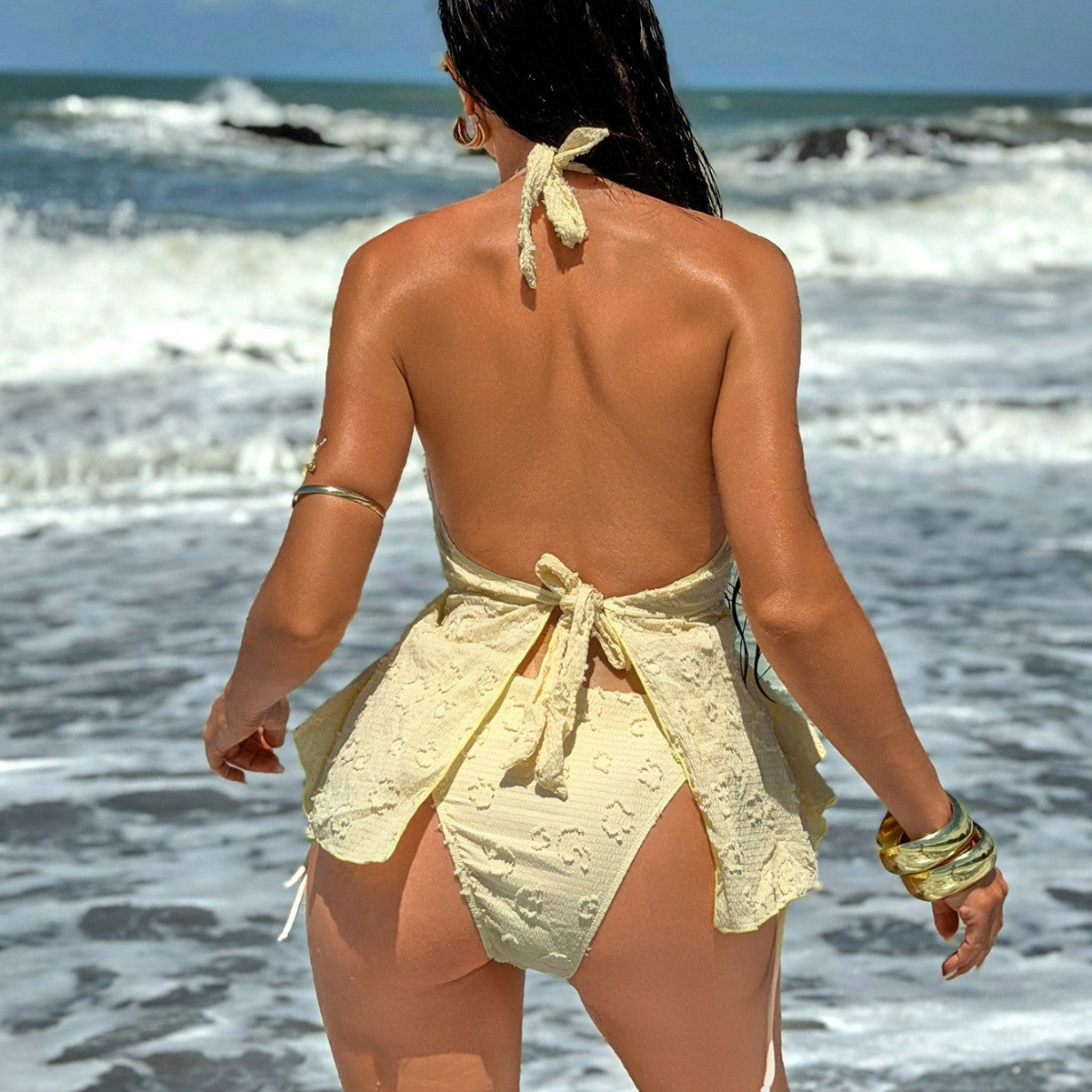 Floral Special Fabric Tangini Split Swimwear Swimsuit Sexy Bikini
