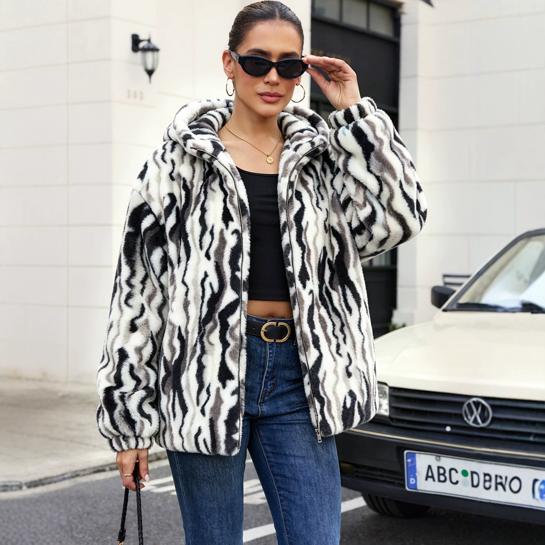 Best Clothes Faux Fur Colorful Camouflage Coat Plush
