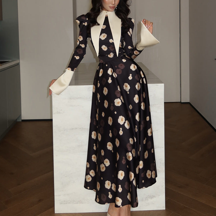 Satin Long Sleeve Maxi Dress