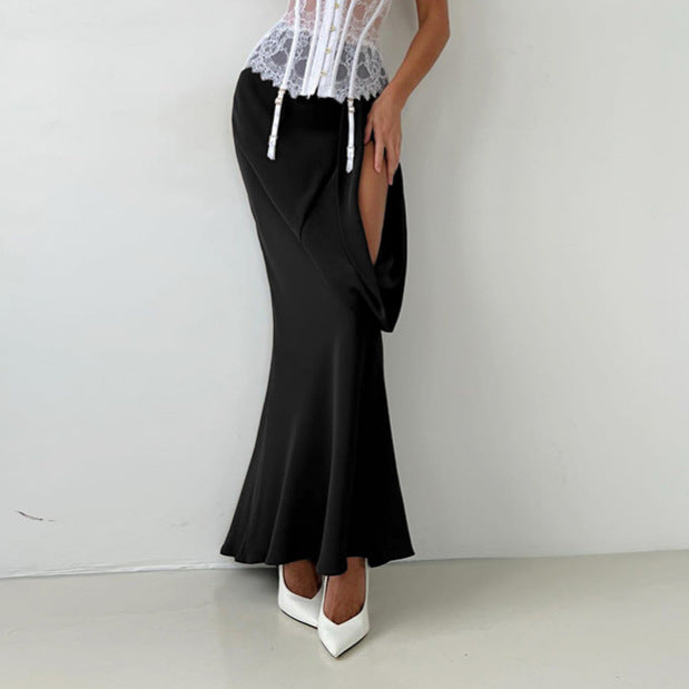 Hollow Out Cutout out Irregular High Waist Slim Fit Sexy Skirt Fishtail Skirt