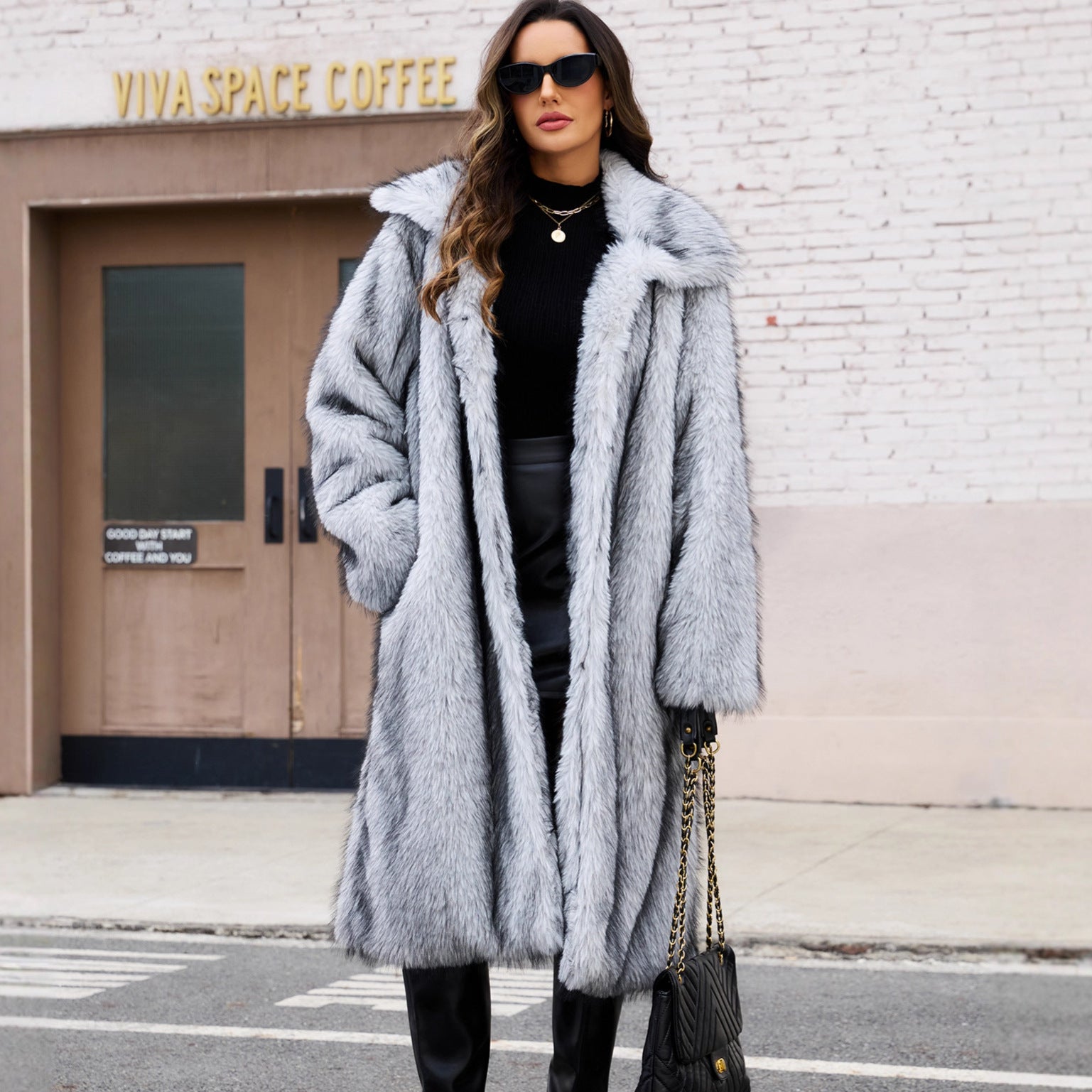 Long Tokas Green Fur Casual Street Fox Fur Leather Fur