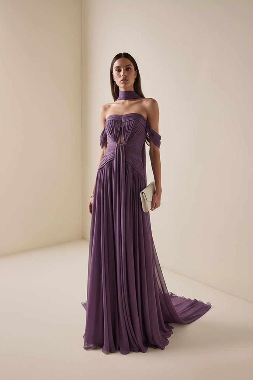 Halter Ribbon Tube Top Draped Slimming Dress