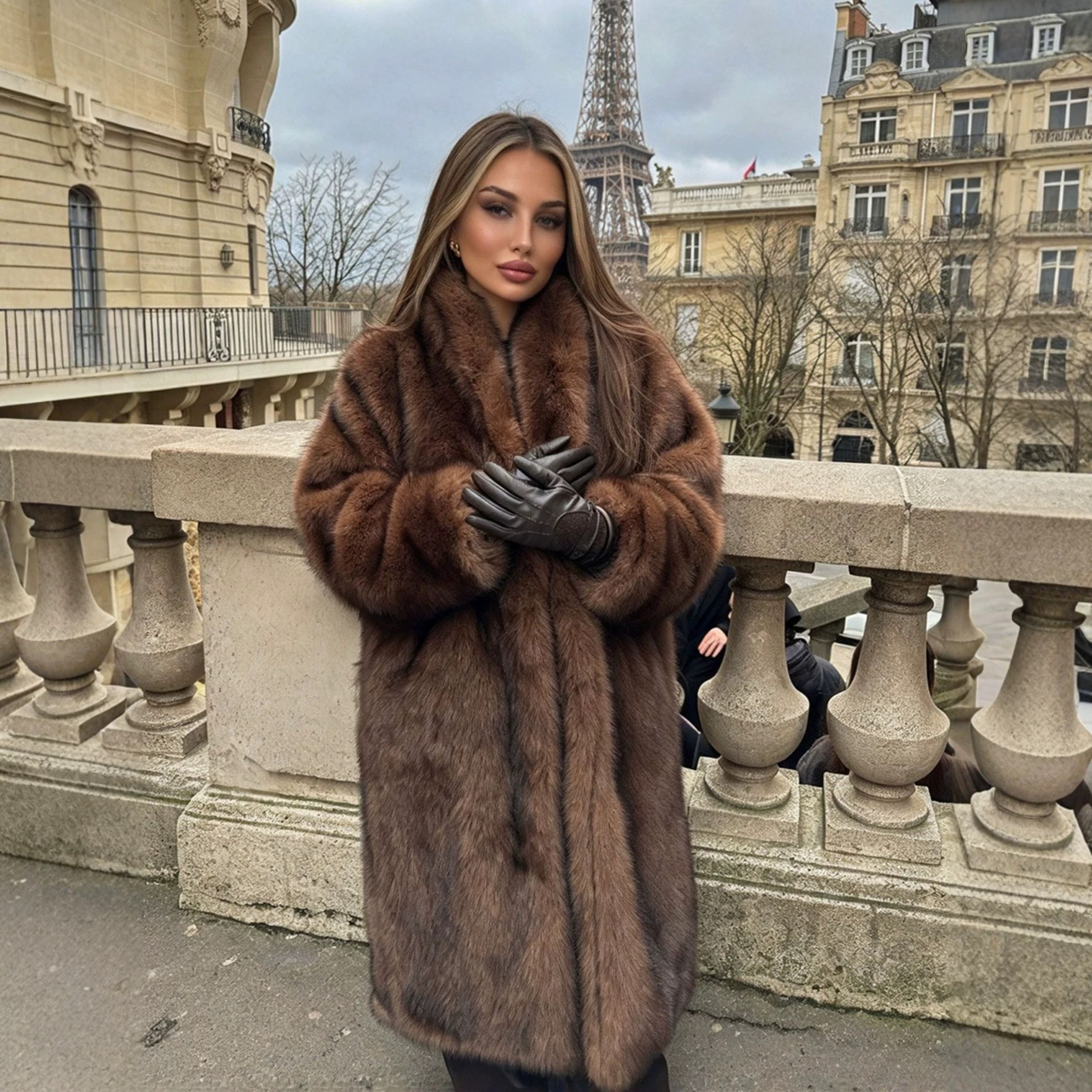 Faux Fur Coat Overcoat Plush Windbreaker Environmental