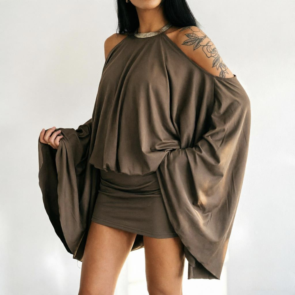 Sexy off Shoulder Backless Irregular Asymmetric Dress