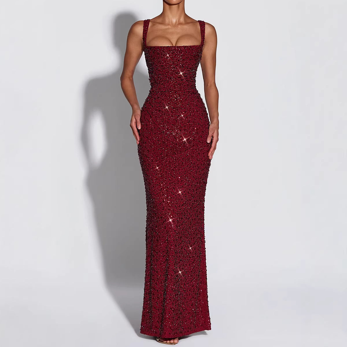 Backless Sequin Maxi Dress