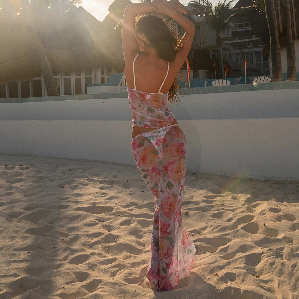 Beach Dress Bikini Sexy Bikini Floral Gauzy Swimsuit