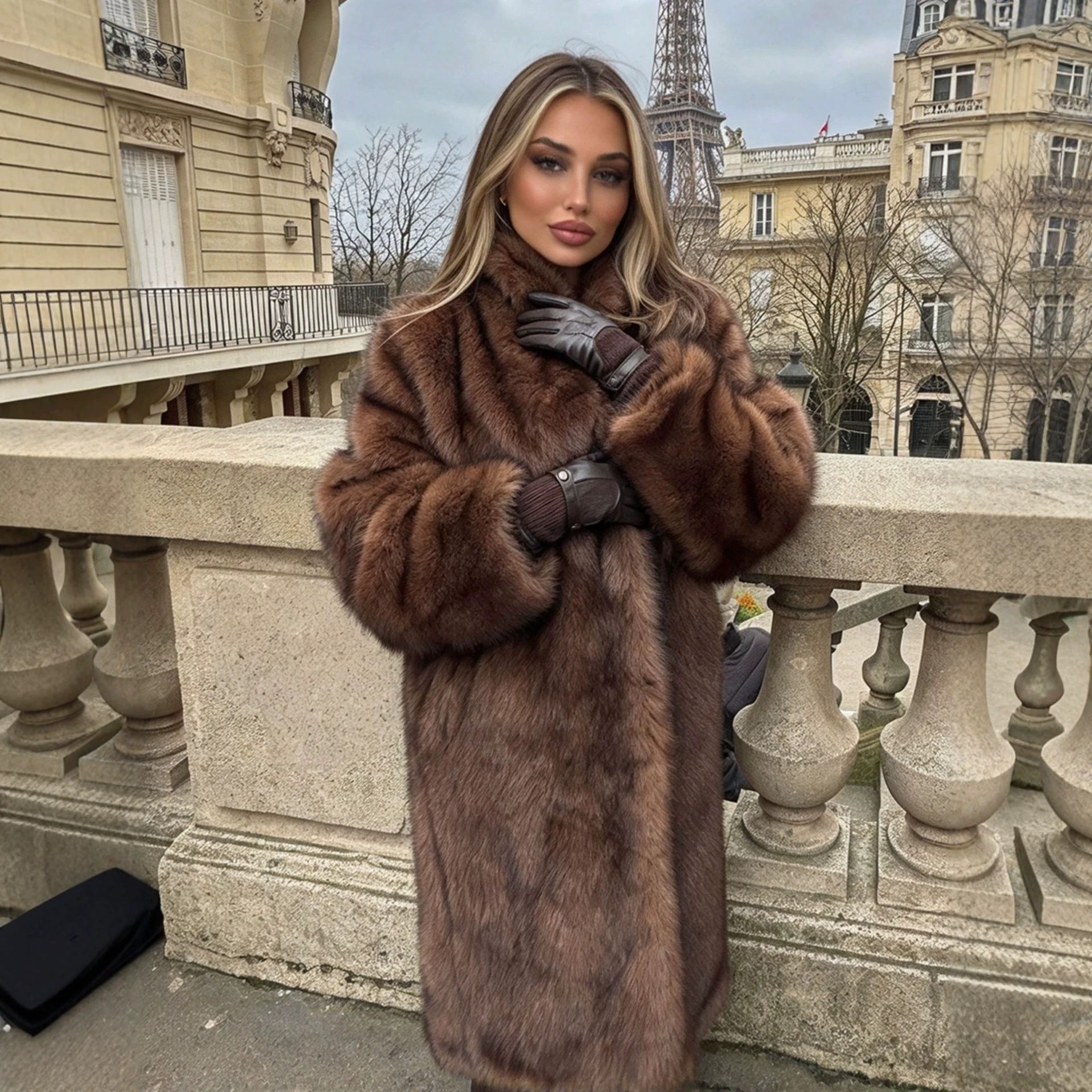 Faux Fur Coat Overcoat Plush Windbreaker Environmental