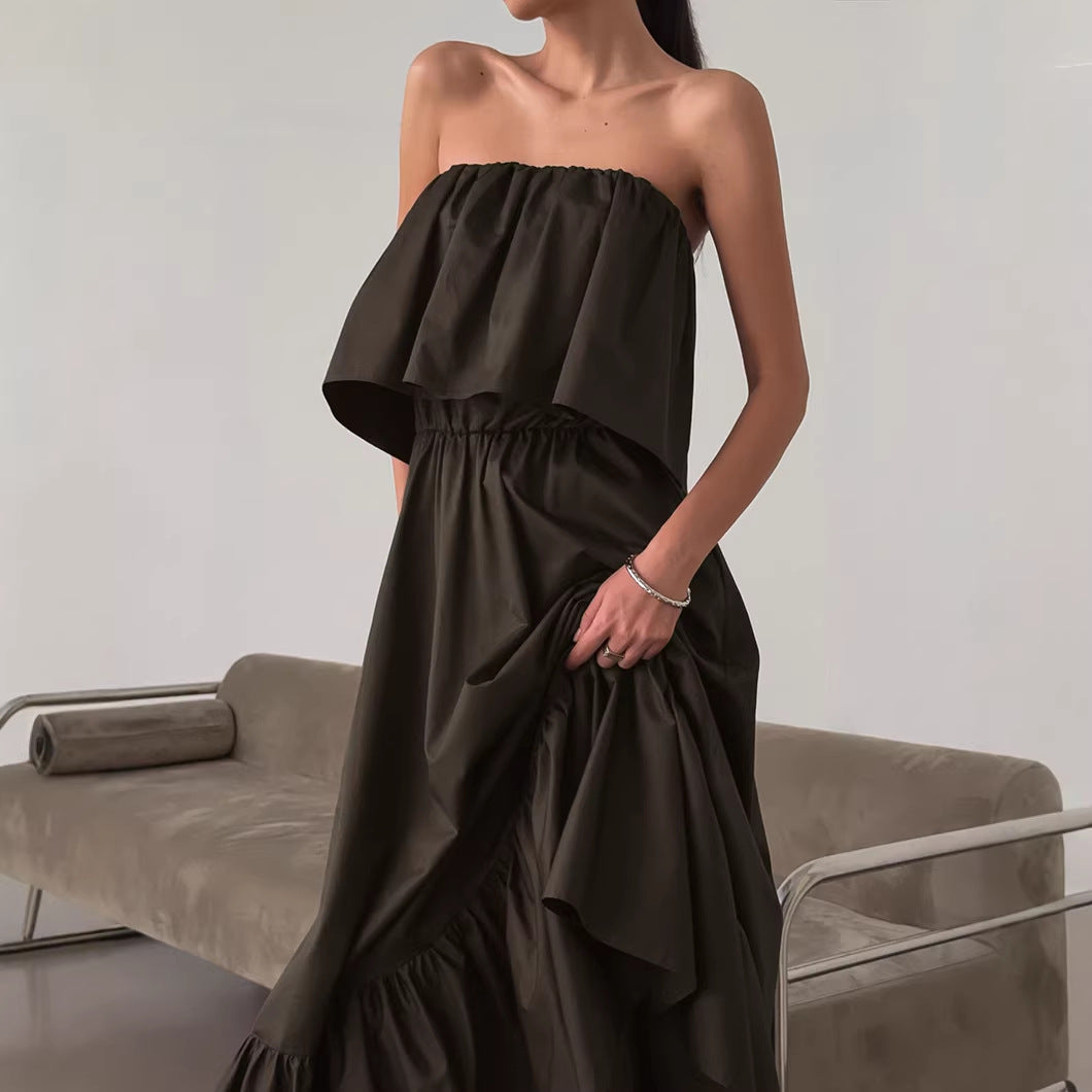 Ruffled Tube Top Elegant Dress