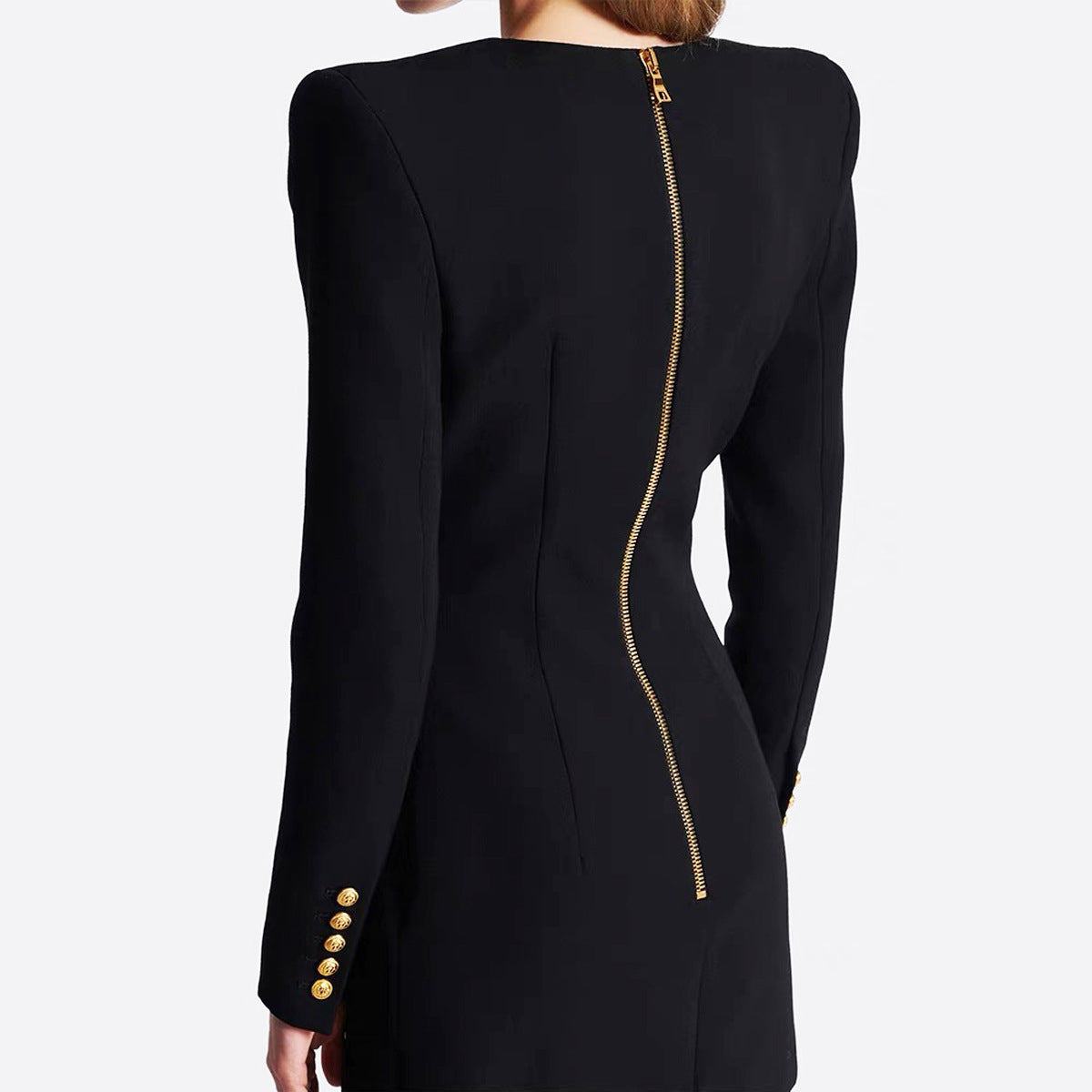 V neck Slim Fit Slimming Three Button Long Sleeved Dress Coat for