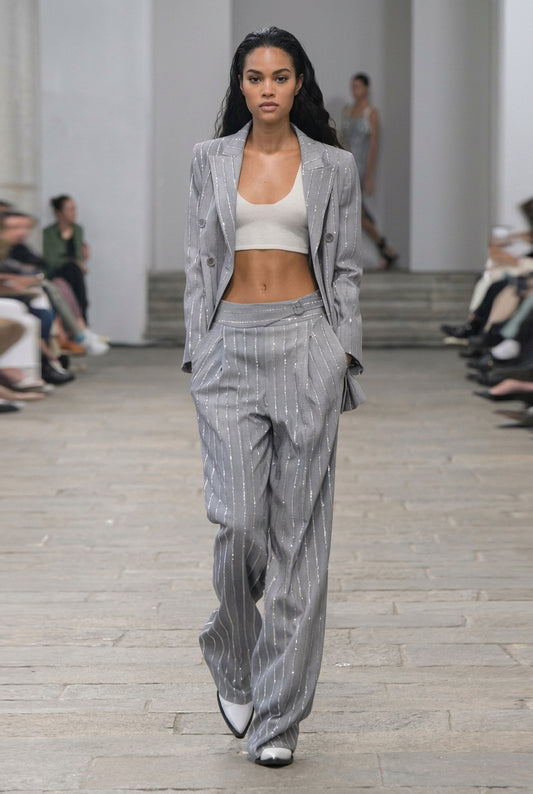 Gray Heavy Drilling Double Breasted Work Pant Two Piece Set