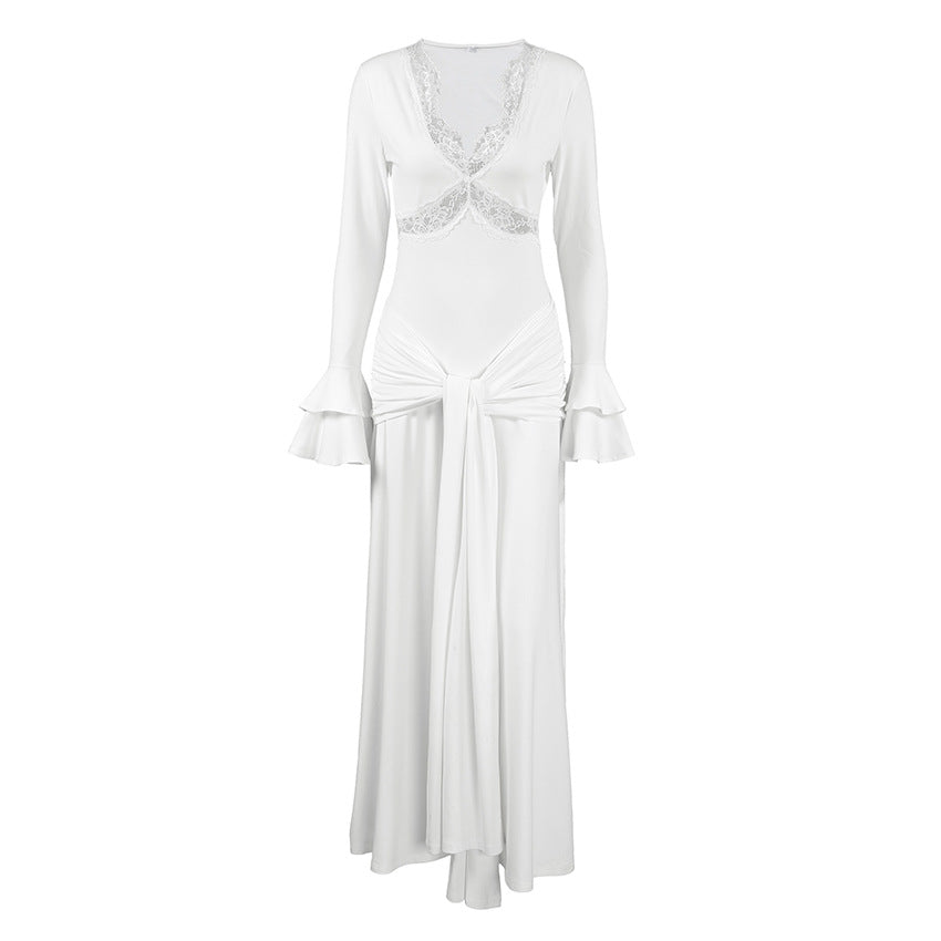 Lace Stitching Slim Fit Maxi Dress
