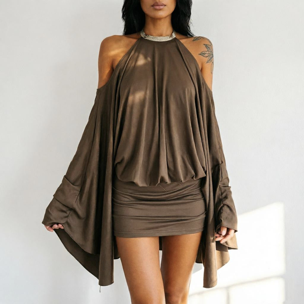 Sexy off Shoulder Backless Irregular Asymmetric Dress