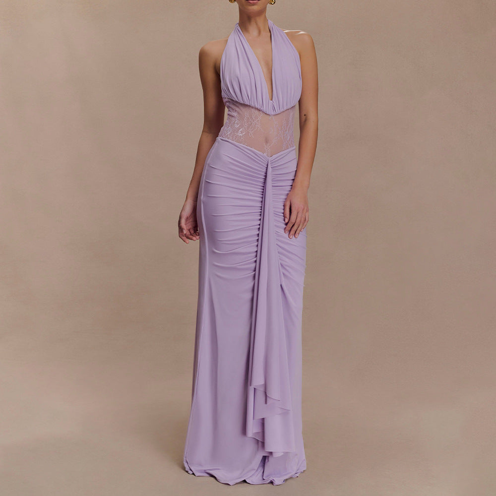 Backless Halter Cutout Maxi Dress