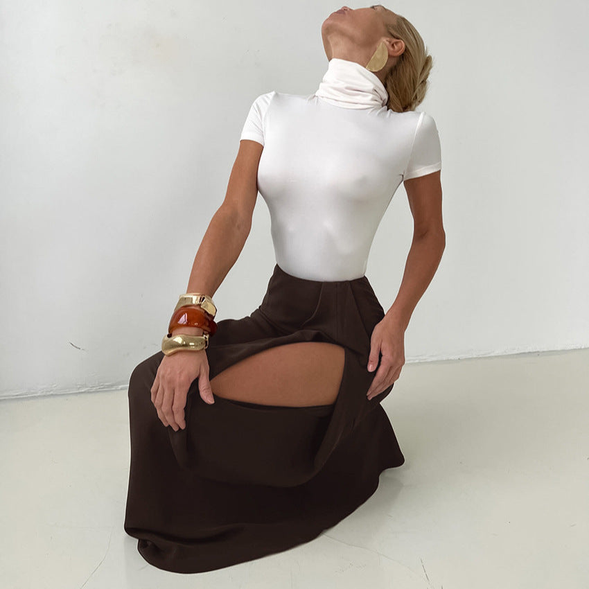 Hollow Out Cutout out Irregular High Waist Slim Fit Sexy Skirt Fishtail Skirt