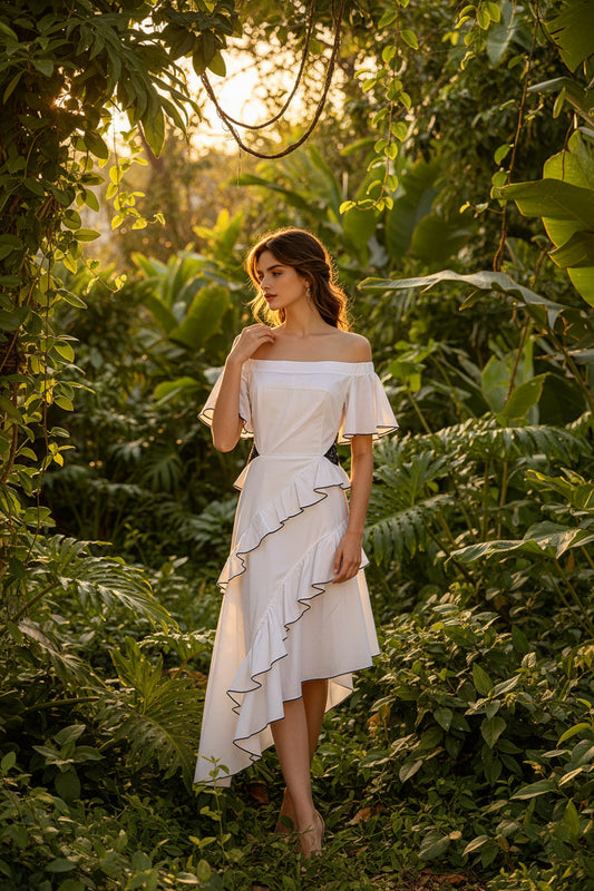 off Shoulder High Grade Hollow Out Cutout Slim Dress