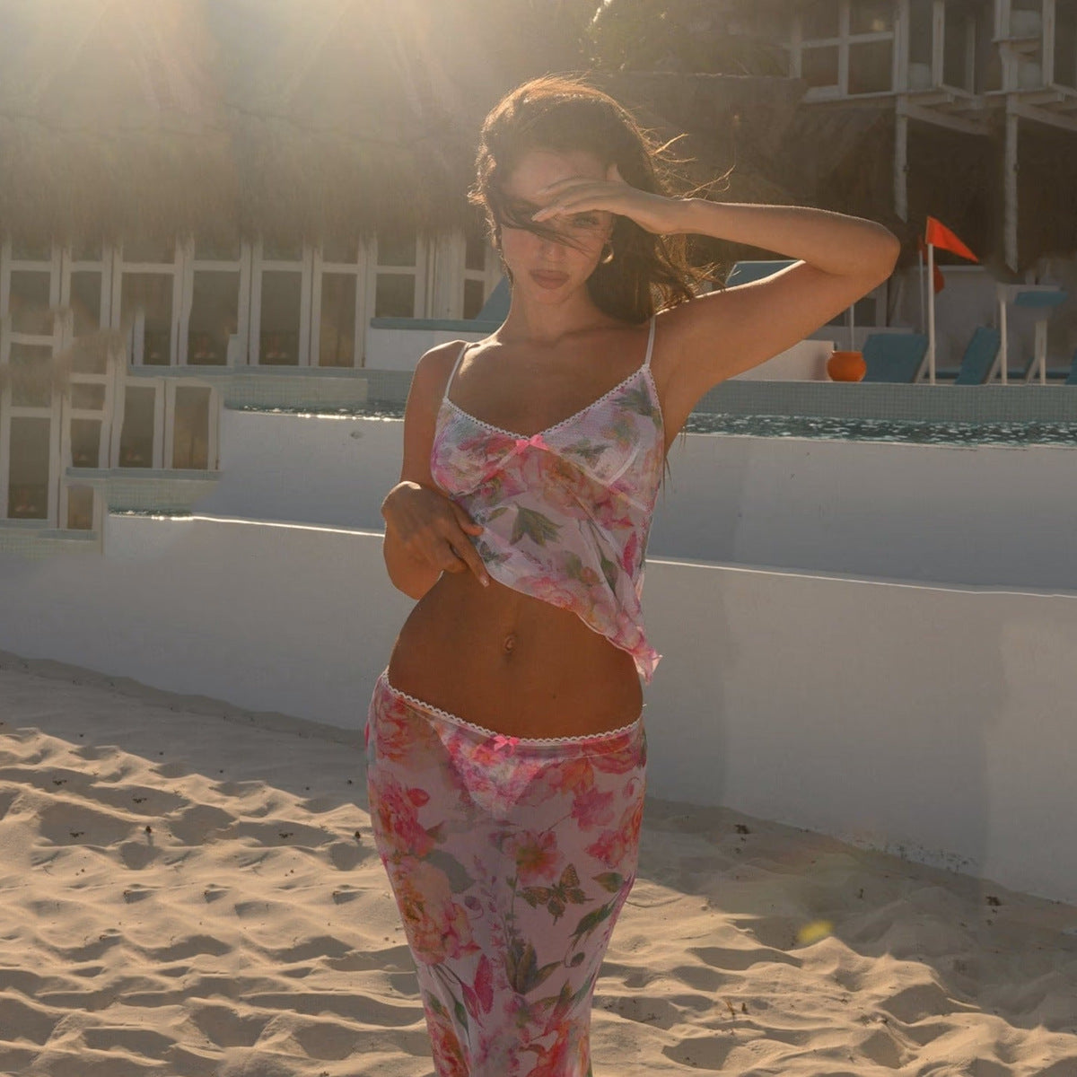 Beach Dress Bikini Sexy Bikini Floral Gauzy Swimsuit