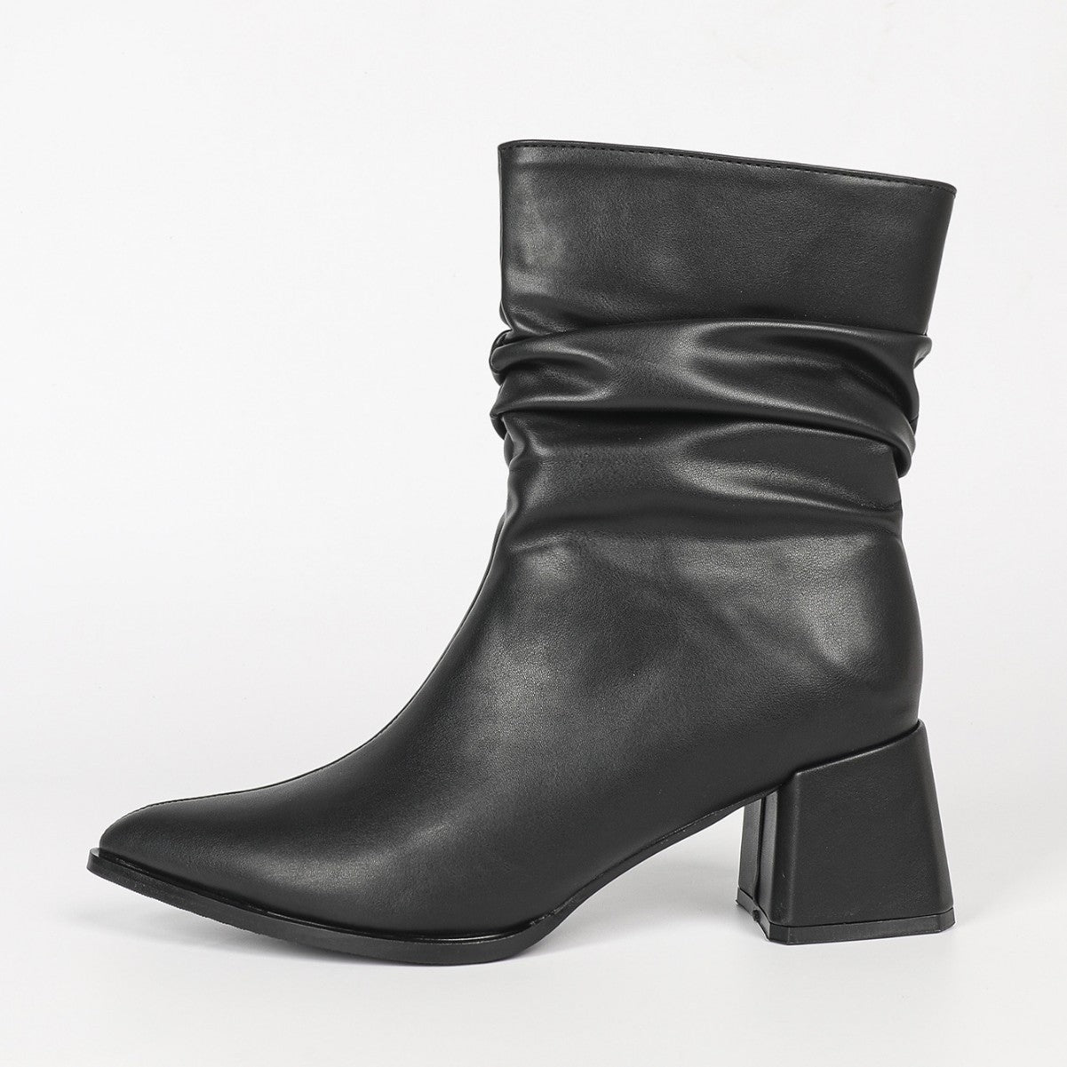 5cm Pointed Ankle Boots Chunky Heel High Heeled Skinny