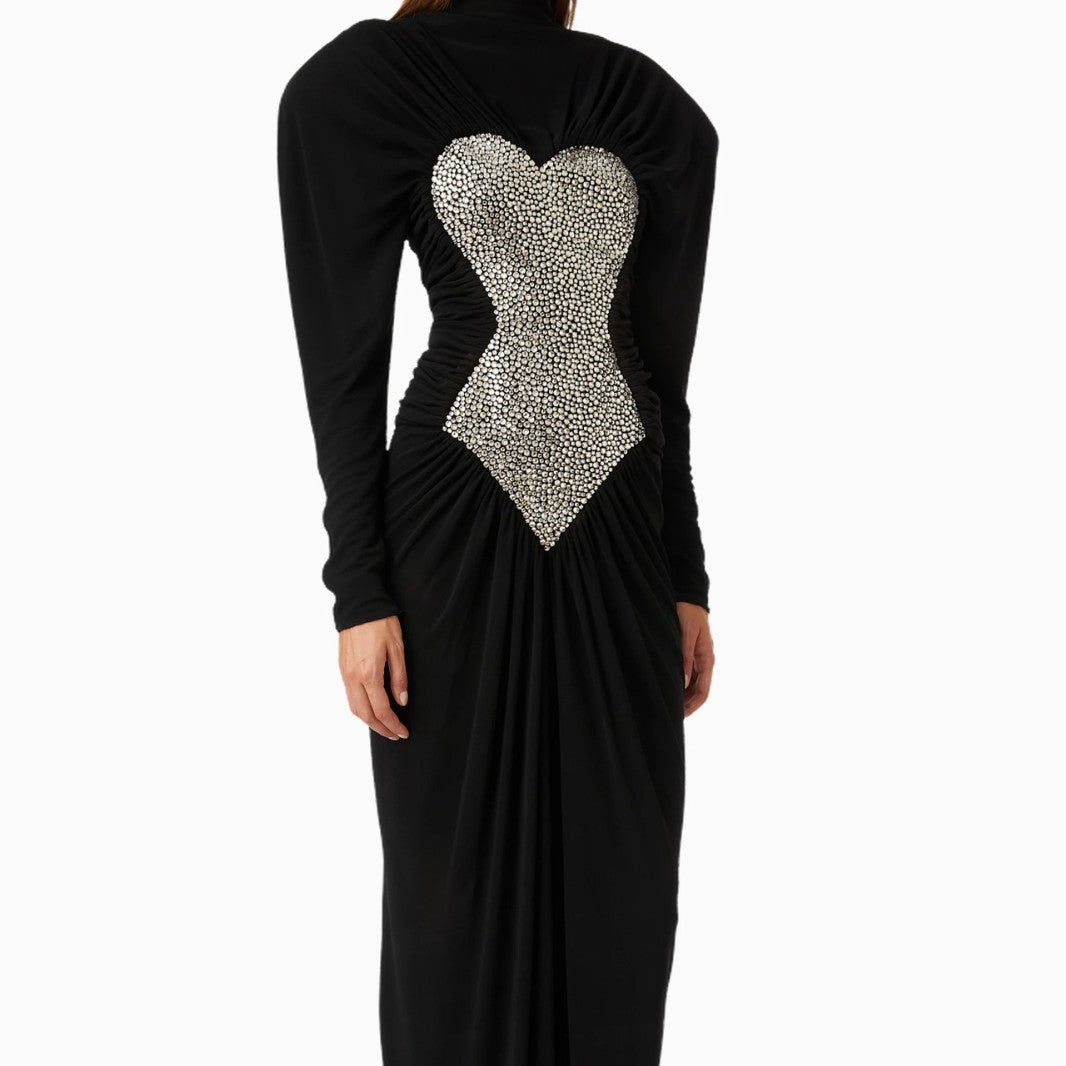 Diamond Peach Heart Collar Shoulder Dress Party Dress