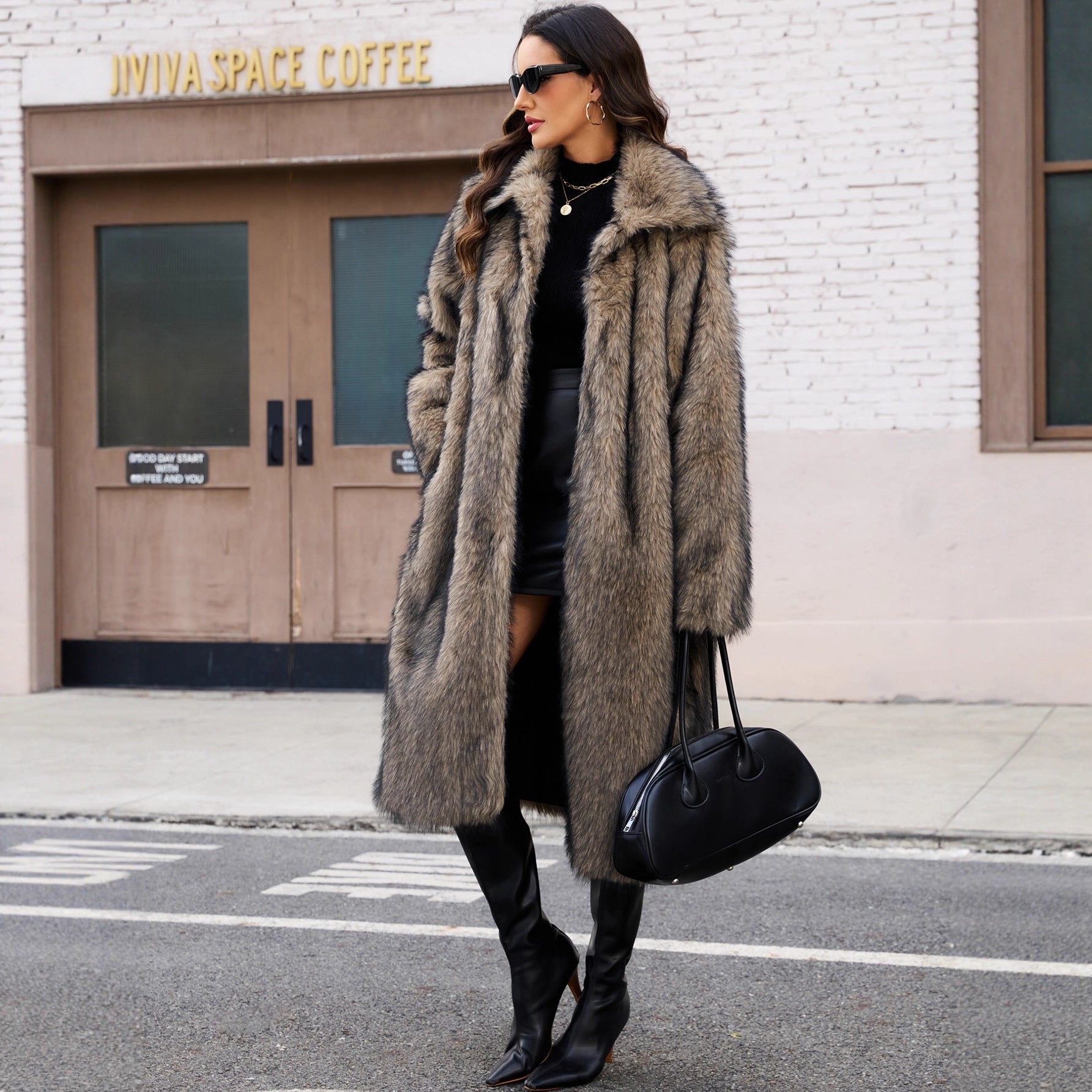 Long Tokas Green Fur Casual Street Fox Fur Leather Fur