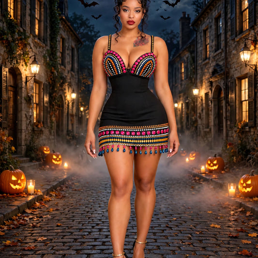 The Noir Jewel-Embellished Mini dress