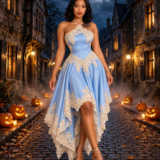 Azure Lace High-Low Dress