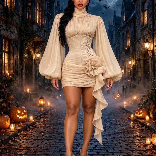 The Champagne Corset Draped Mini