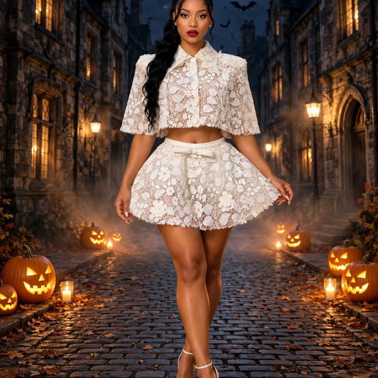 The Ivory Floral Lace Two-Piece Set