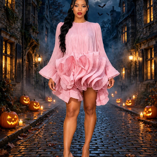 The Cloud Ruffle Mini Dress pink