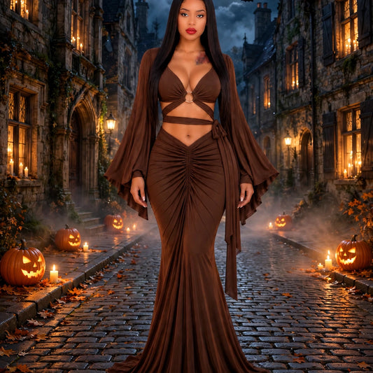 Mocha Muse Ruched Maxi set