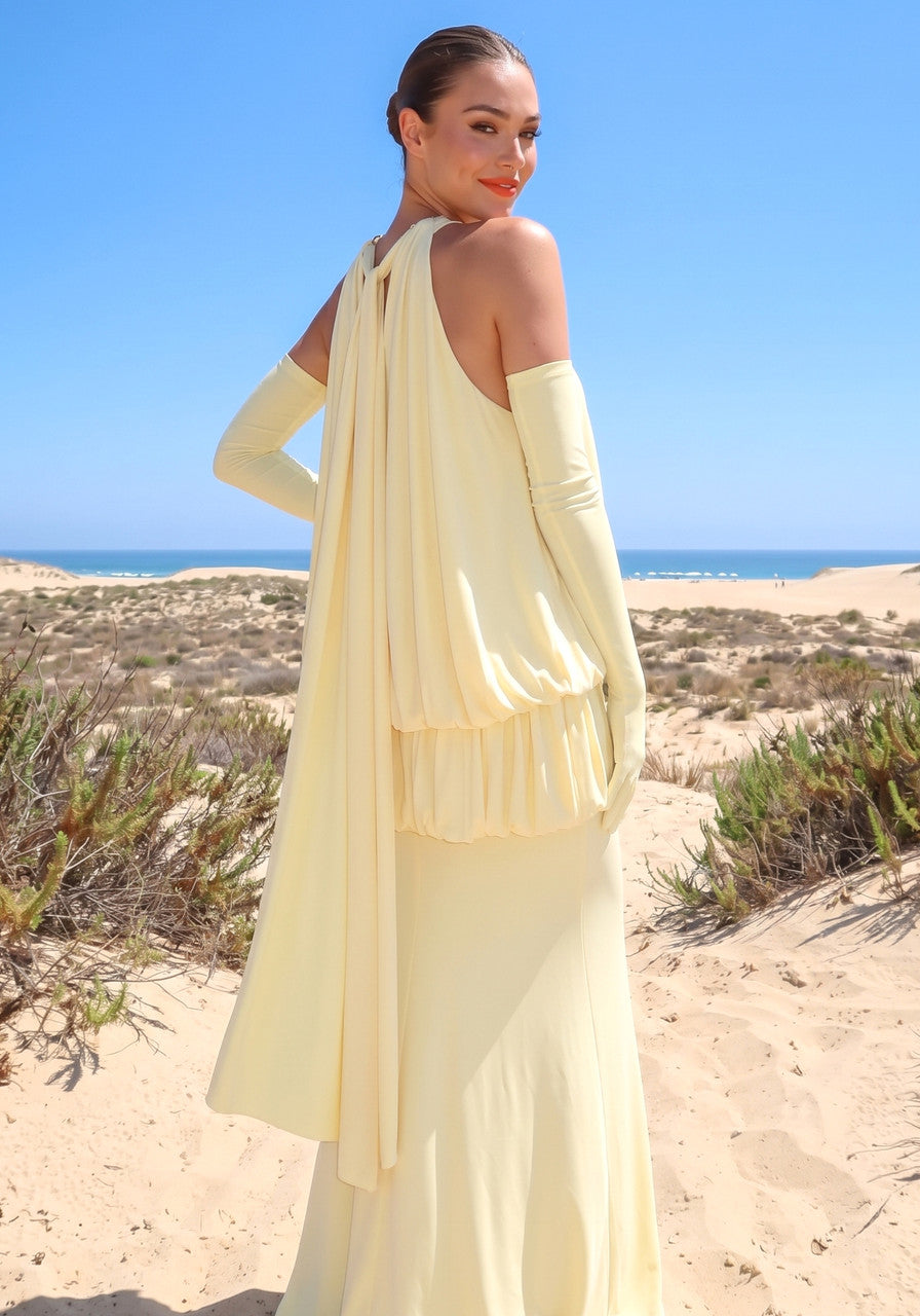 Bubble Detail Maxi Dress Yellow