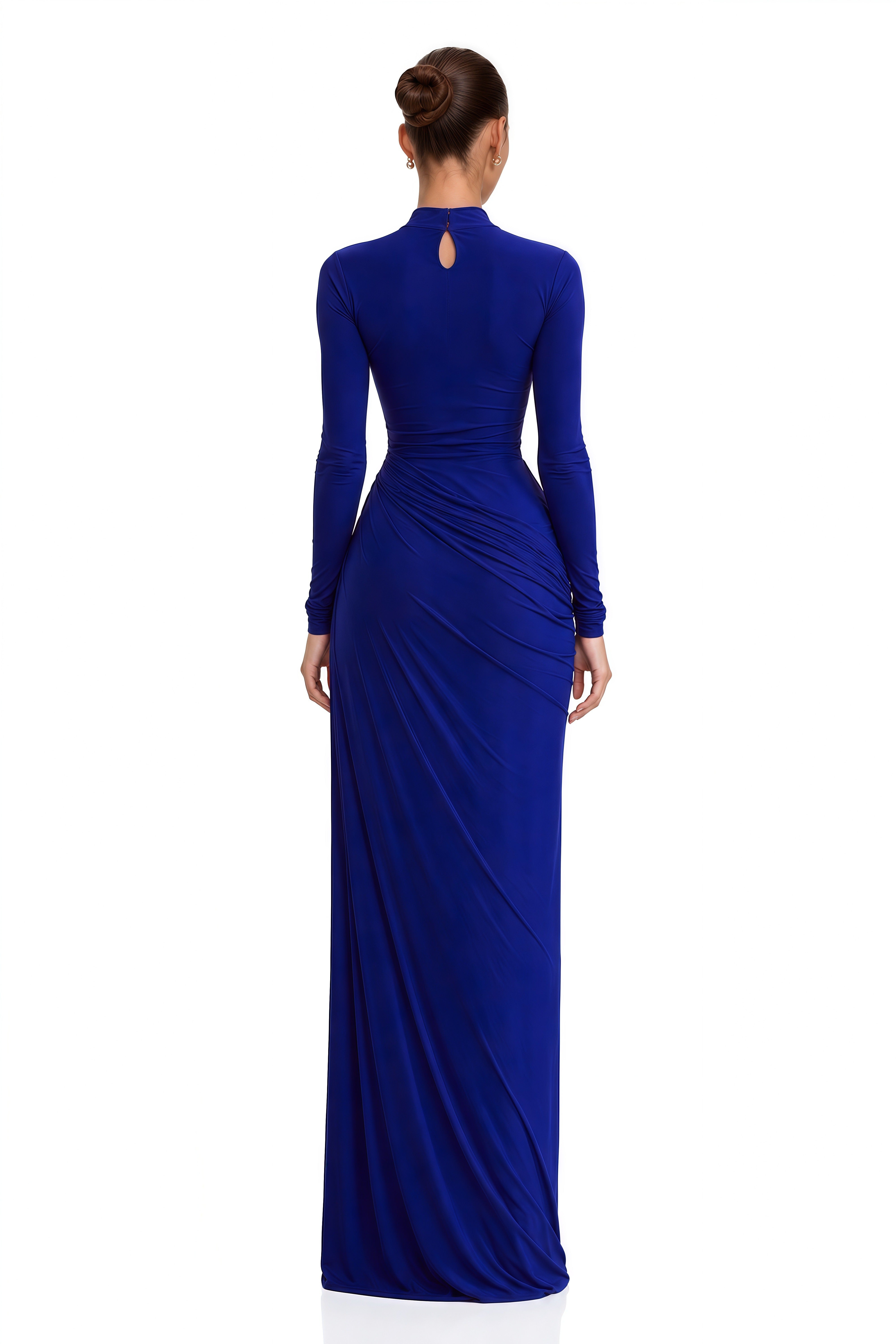 Eva Blue Draped Gathered Maxi Dress
