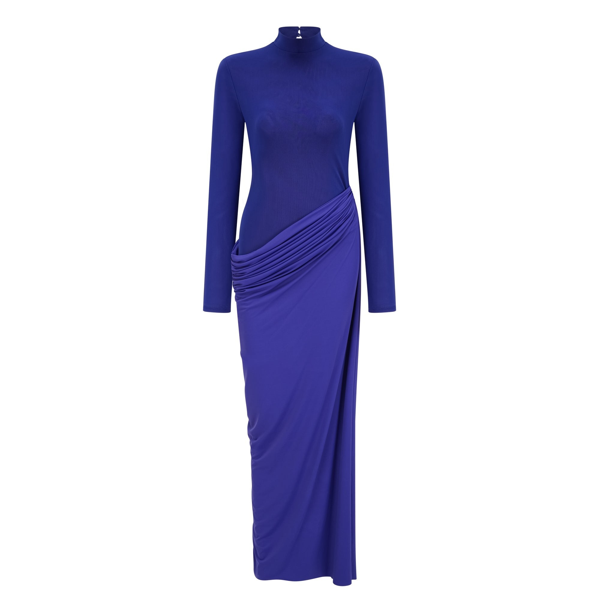 Eva Blue Draped Gathered Maxi Dress