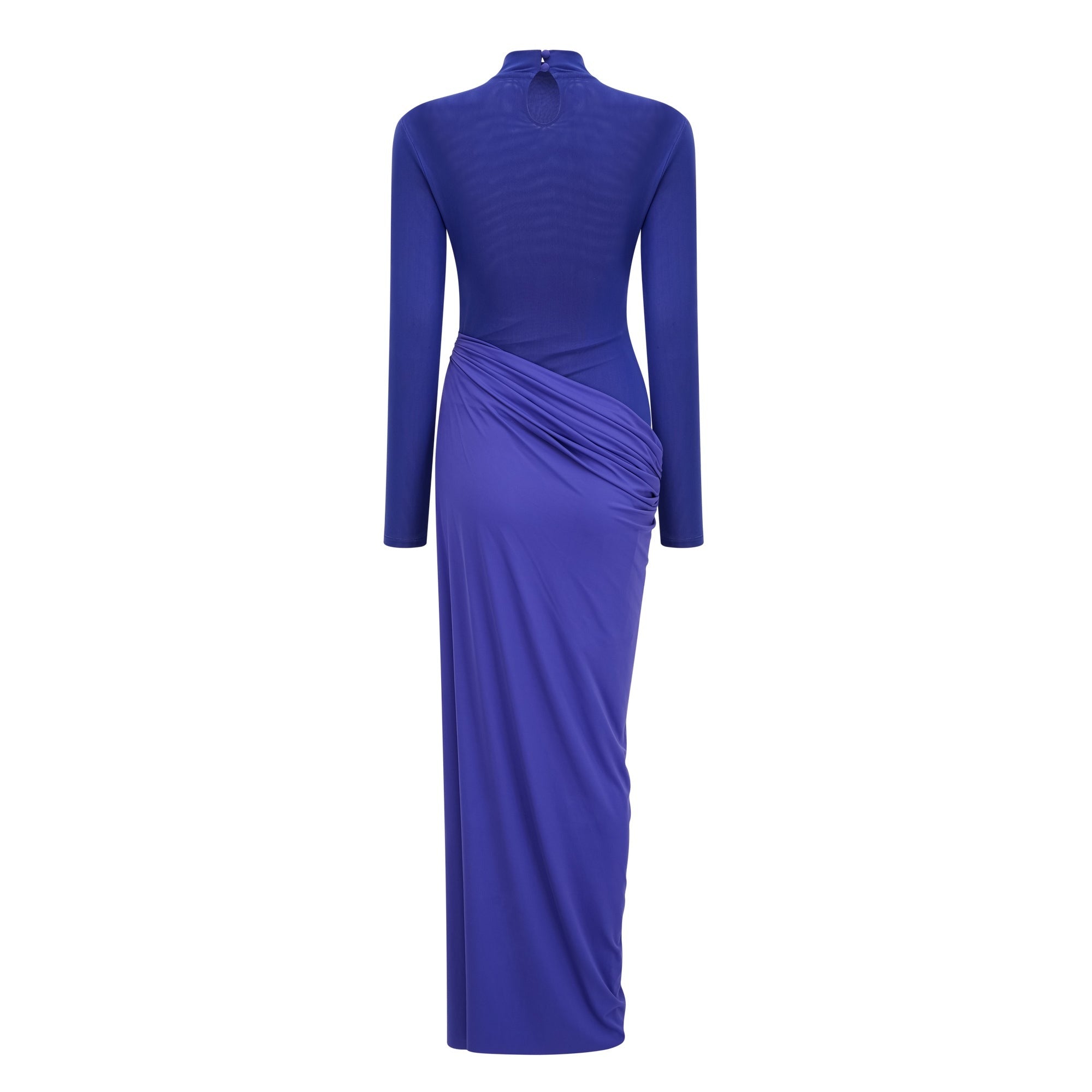 Eva Blue Draped Gathered Maxi Dress