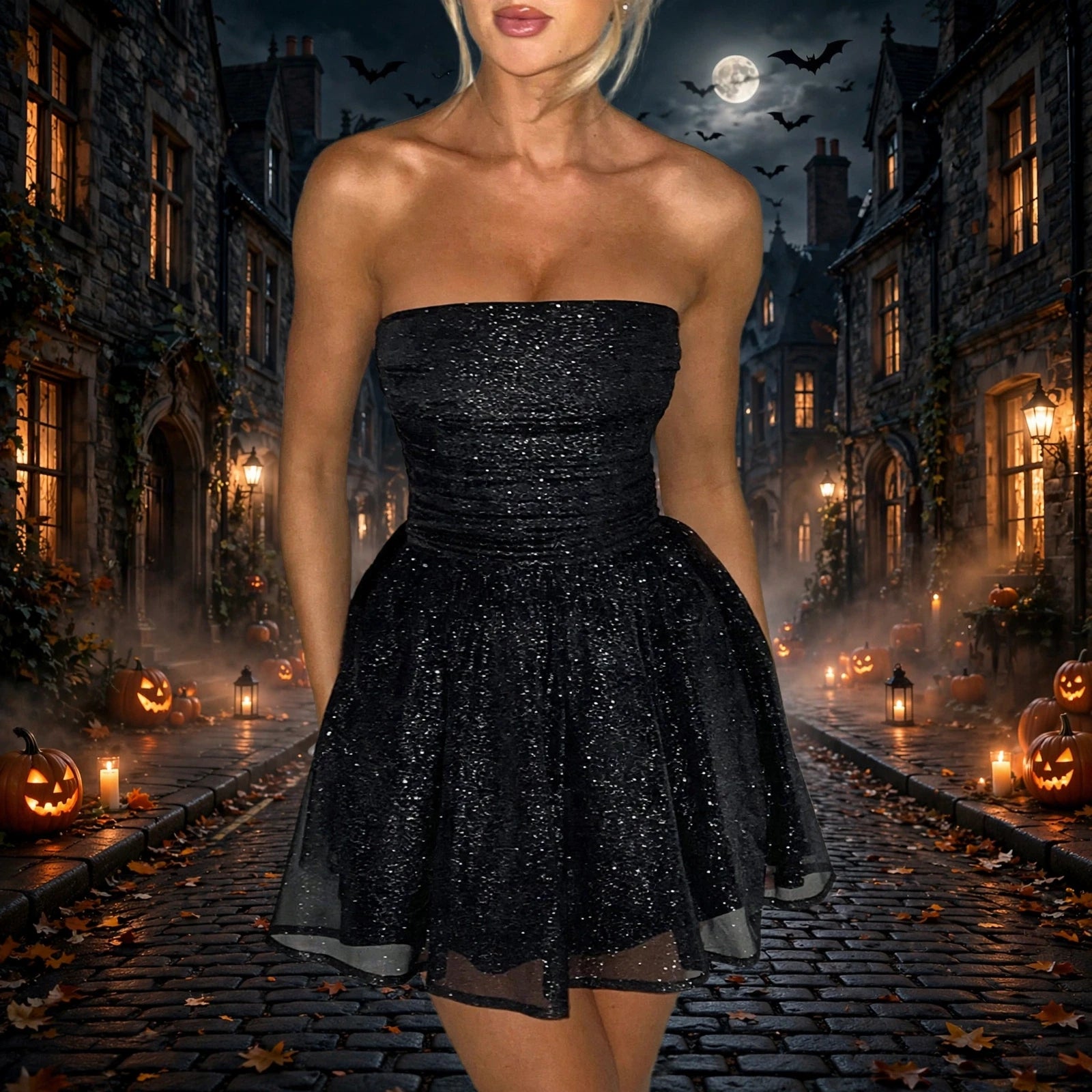 Backless Mesh Tube Mini Dress