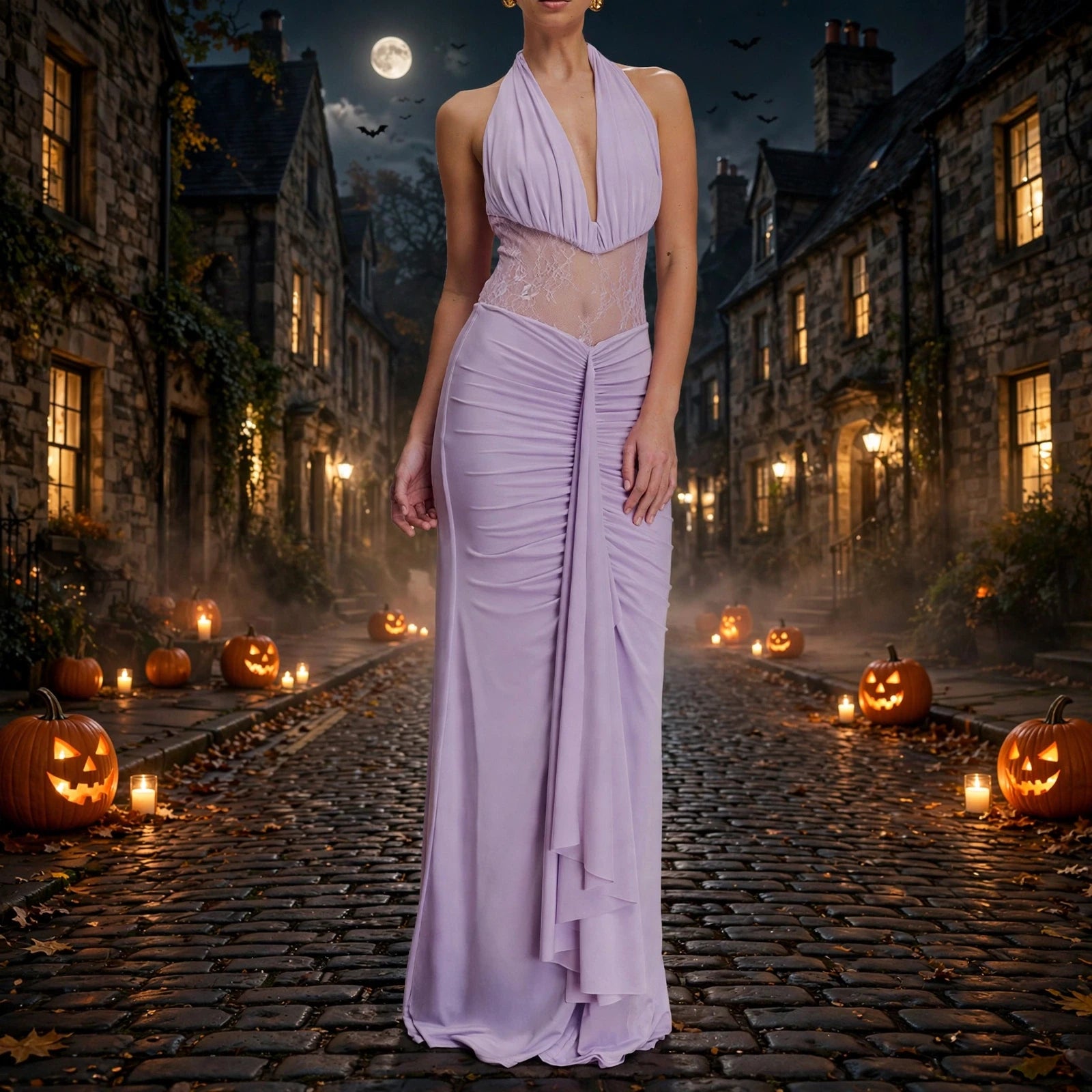Backless Halter Cutout Maxi Dress