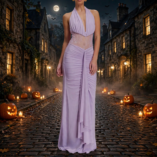 Backless Halter Cutout Maxi Dress
