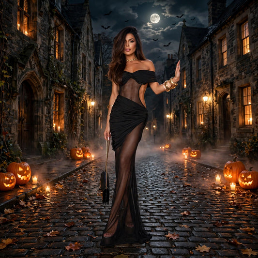 Off Shoulder Mesh Asymmetric Dress