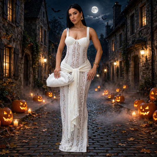 Lace Sheath Sheer Dress