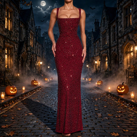 Backless Sequin Maxi Dress