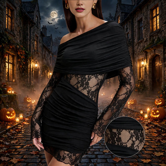 Lace Long Sleeve Patchwork Dress