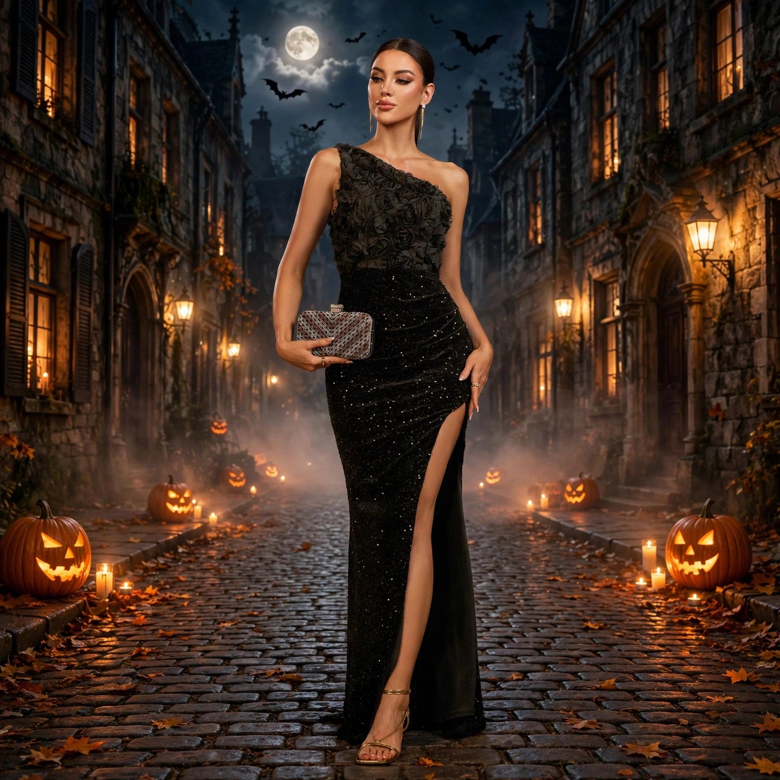 One Shoulder Sequin Sheath Dress