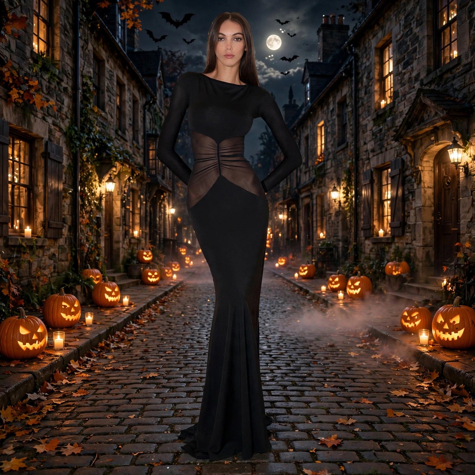 Mesh Long Sleeve Patchwork Dress